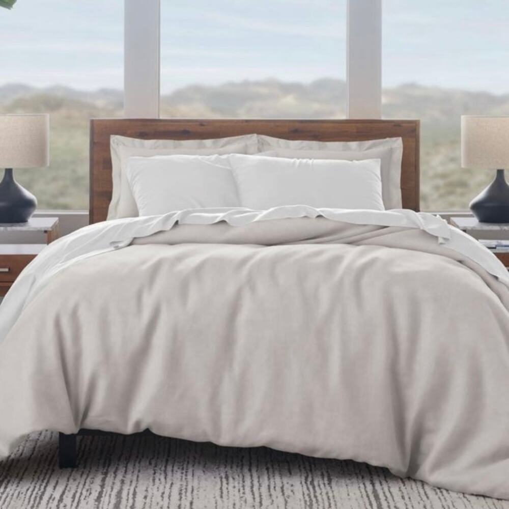 Ella Jayne 100% Luxe Cotton Sateen 3 Piece Duvet Cover Set Stone Full/Queen
